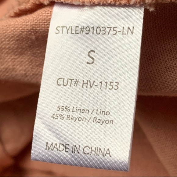 HAVE Paper Bag Pants Linen Blend Pink High Waist Belted Modern Beachy Size Small - Picture 6 of 8